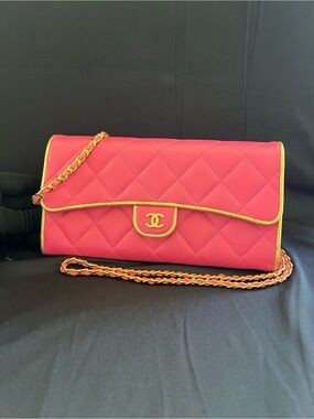 Chanel Pink Caviar Gusseted large wallet